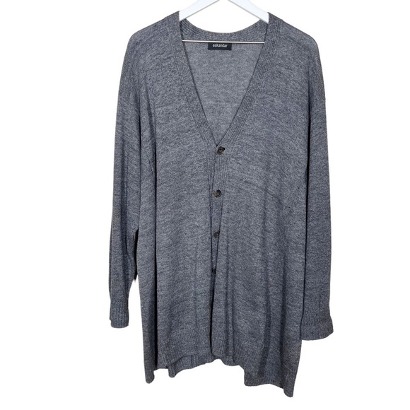 Eskandar Womens Lagenlook Gray Button Front Sweater Cardigan Oversized One Size - Picture 1 of 10